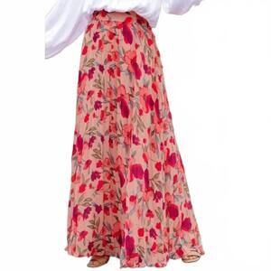 NEW ROSA CLOTHING elegant floral print loose skirt in pink